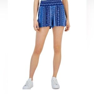 High Waist Blue Bohemian Shorts